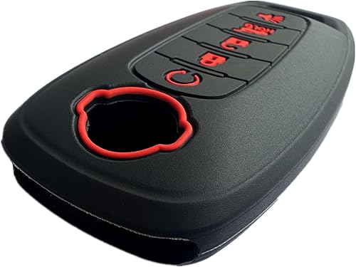 Miniatura 2 de KAWIHEN Funda de silicona para llavero compatible con Nissan Pathfinder Rogue 2023 2024 (5 botones, negro con rojo)