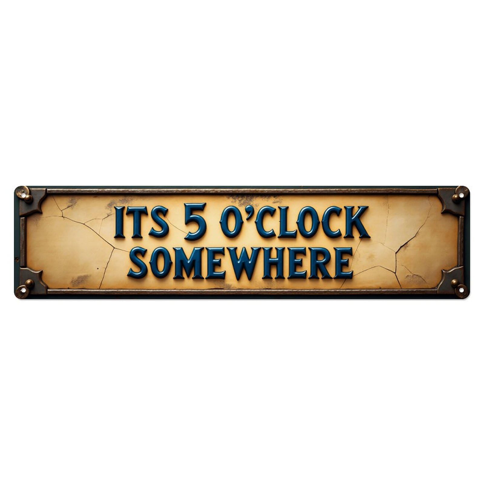 Its 5 O'clock Somewhere Vintage Aluminium Metal Sign, Retro Wall Decor for Home, Bar, Garage & Farmhouse 10 * 40cm