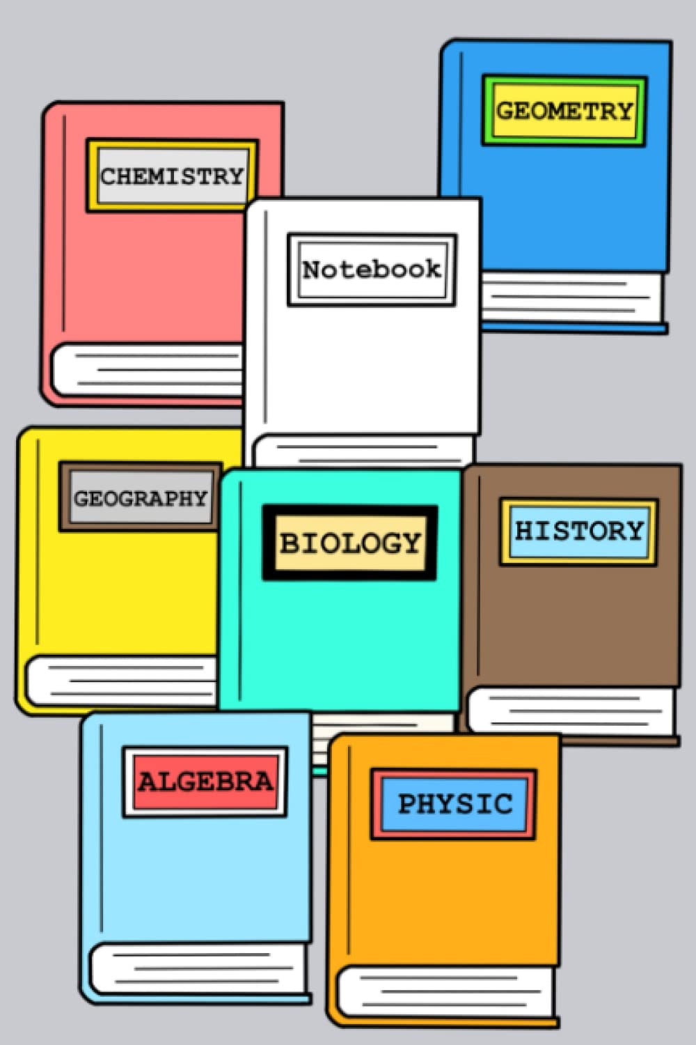 Back to School Notebook: Textbooks (Grey)