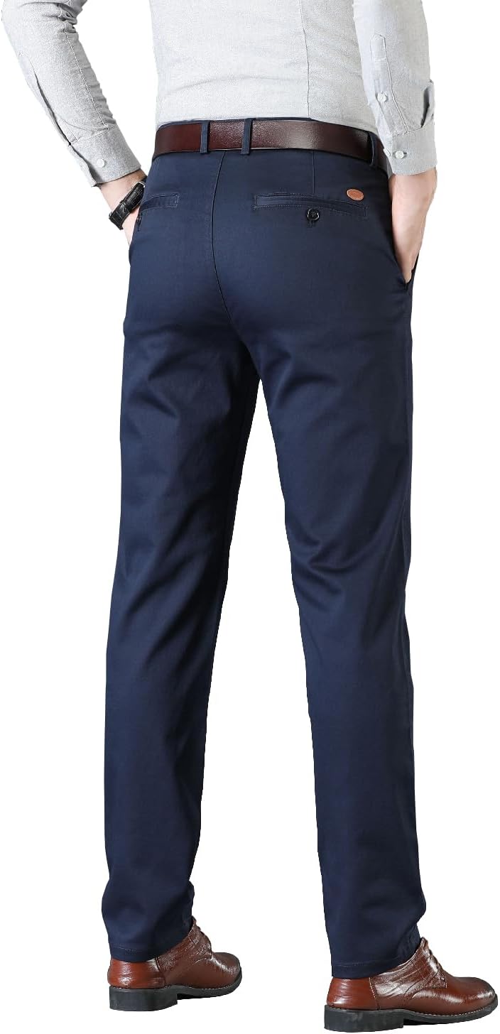 Men's Flat Front Dress Pant Stretch Business Casual Trousers