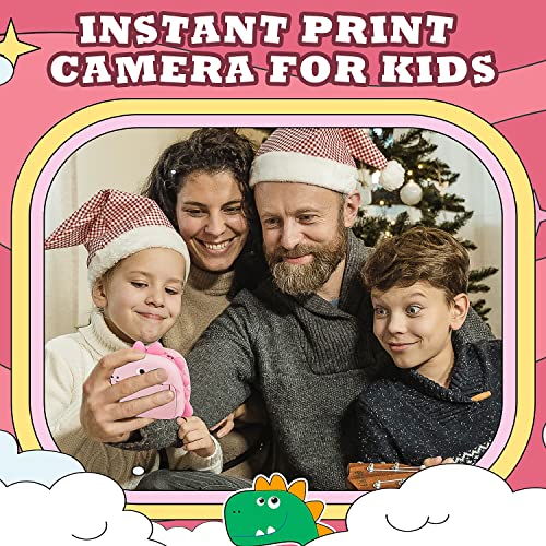 Wq Kids Camera Instant Print, 1080P Dinosaur Digital Print Camera For Kids With Dual Lens,Selfie Video Camera With Phone Connected,Zero Ink Instant Print Camera Ideal Gift For Boys Girls 3-12 #TOP1
