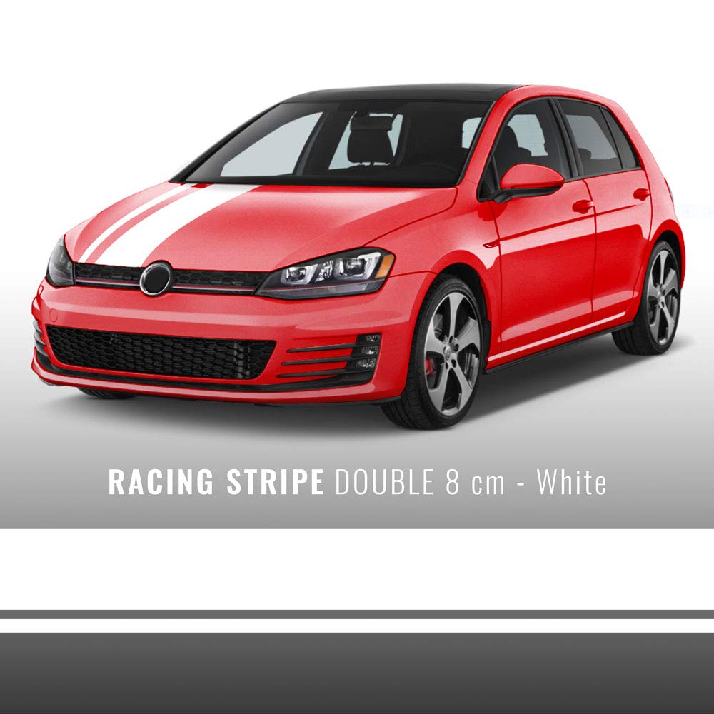 Quattroerre Racing Double Stripes, White, 80 mm x 5 mt
