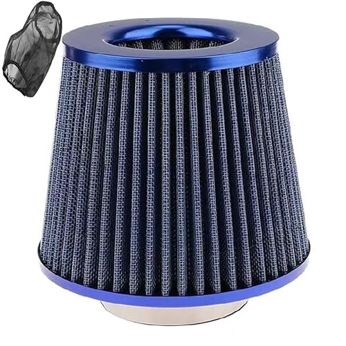 Limpiador universal de filtro de aire de admisión de motor con abrazadera para coche y motocicleta, tubo de admisión con 3 pulgadas de diámetro, lavable y redondo, filtro de aire frío de repuesto con