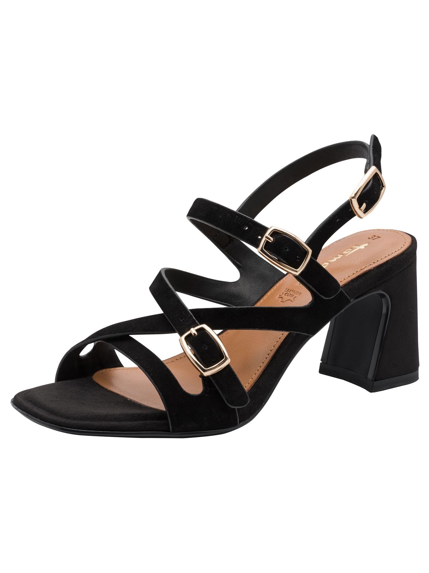 Tamaris Women’s sandal with block heel leather black 3.5 UK