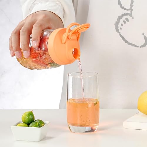 Miniatura 5 de Aieve Tapas para tarros de masón, paquete de 6 tapas de boca regular para verter con boquilla, tapas de conservas con tapa superior abatible, a