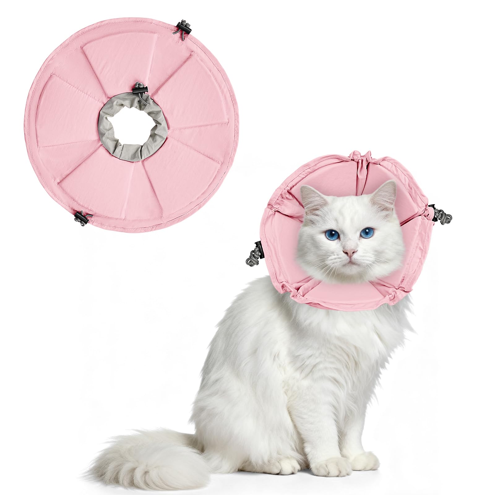 Supet Weiche Halskrause Katze-Verstellbare Elisabethanhalskrause für postoperative Erholung: Verhindert Lutschen bei Welpen, Kätzchen und Erwachsenen Katzen (Rosa Blume, M)