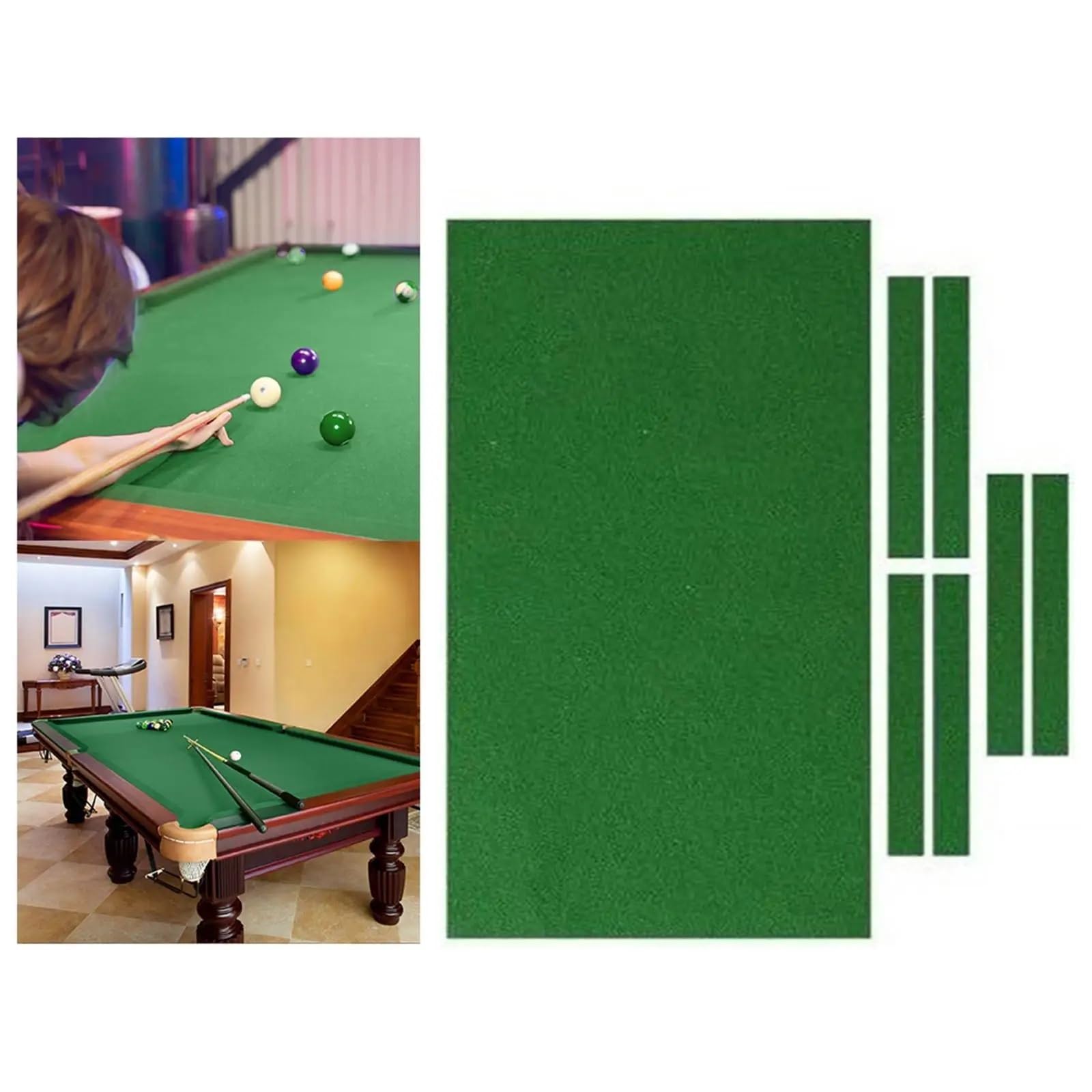 Panno da Biliardo Professionale + 6 Strisce, Panno da Biliardo in Feltro for Biliardo da Interno per Bar, Sport, Biliardo