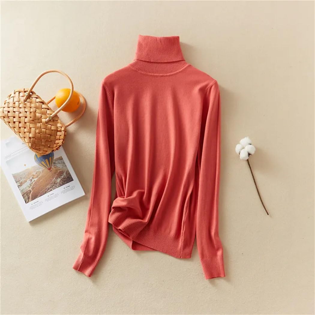 Maglione da donna oversize a maniche lunghe a collo alto autunno inverno top tinta unita maglione lavorato a maglia spessa