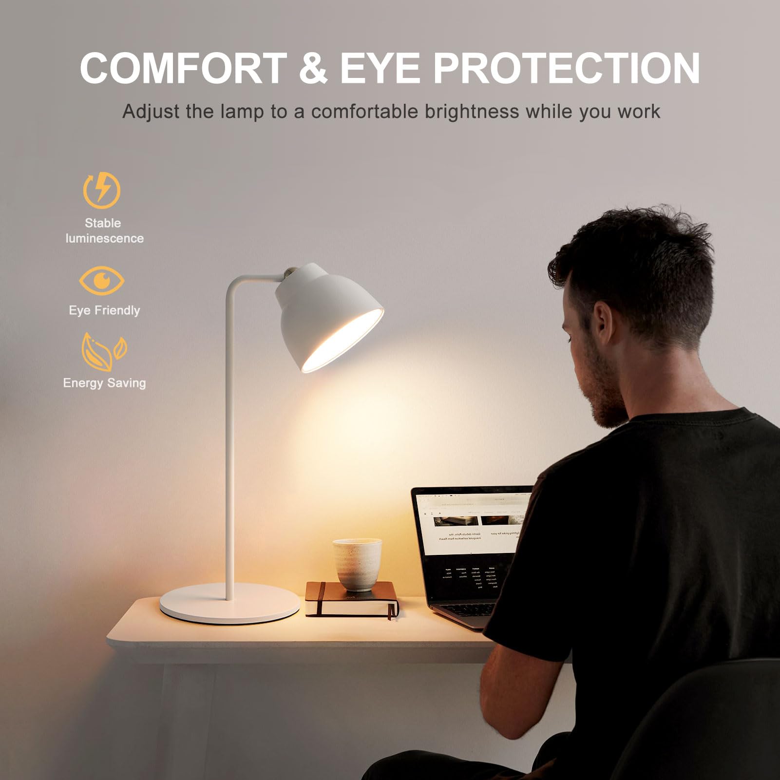 HARPER LIVING Lámpara de mesa recargable 4 en 1, lámpara de escritorio LED con control táctil, luz magnética de 360°, luz de pared de mesita de noche, lámpara de clip regulable de 3000 K para lectura