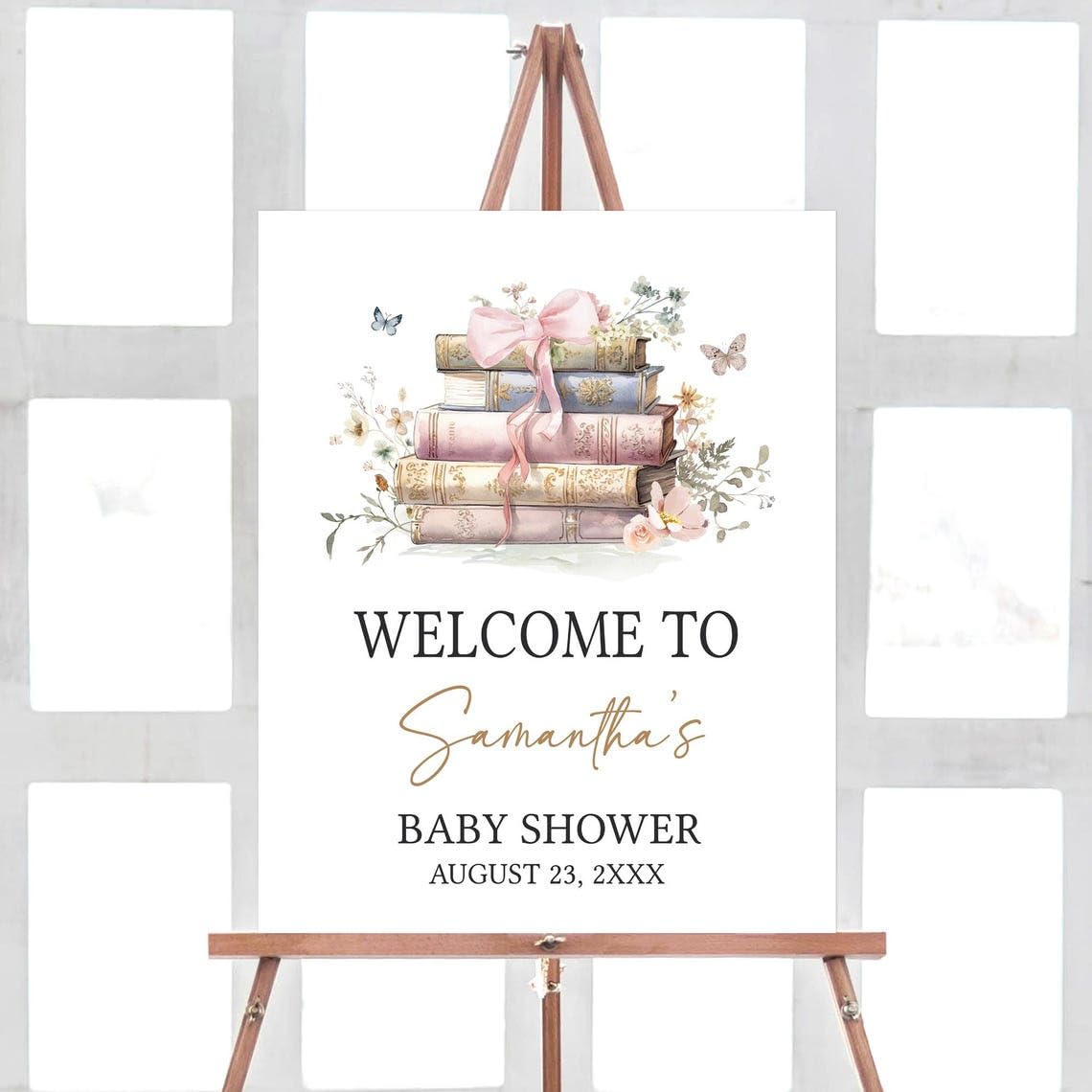 A New Chapter Begins Baby Shower Welcome Sign, Coquette Storybook Baby Shower Signs Baby #25