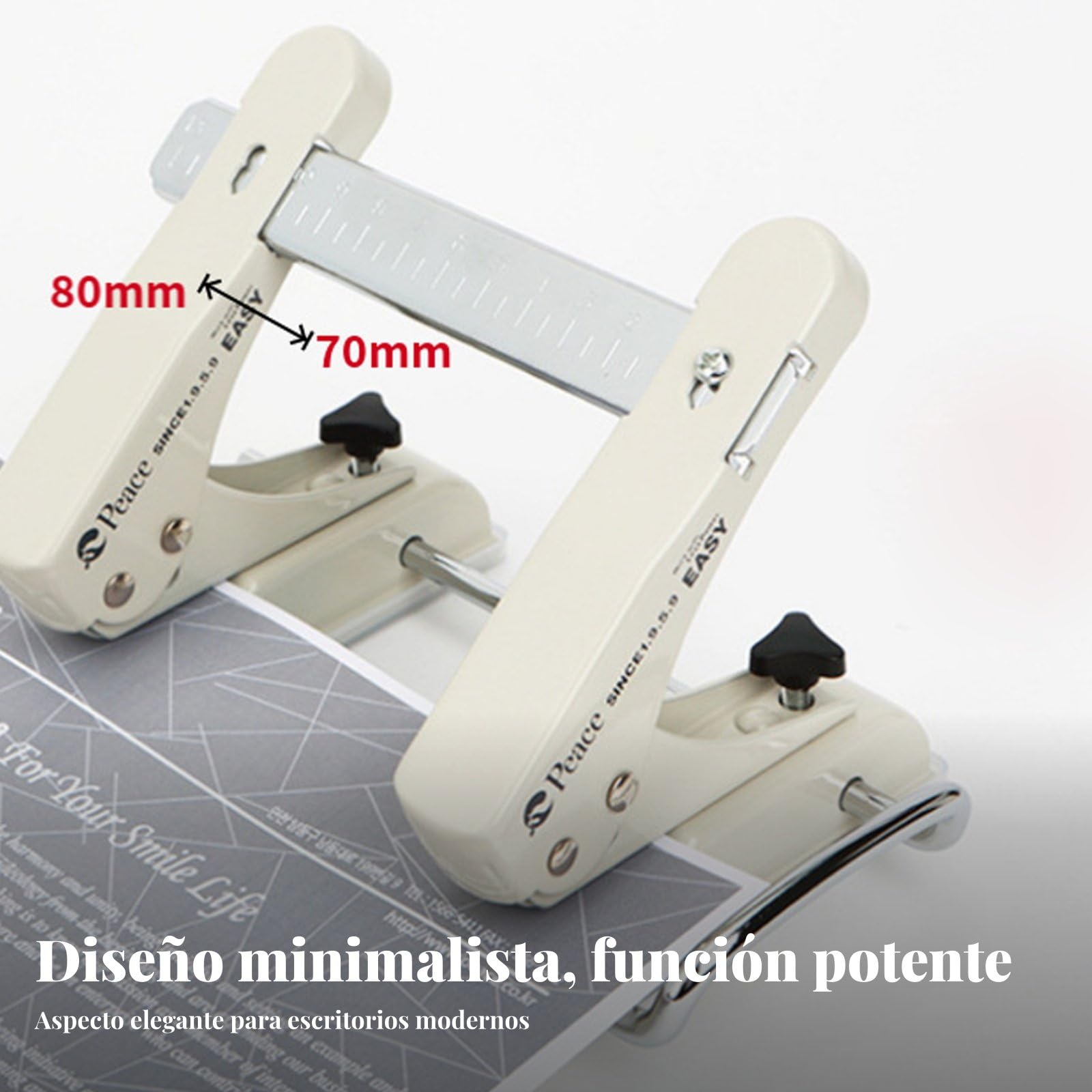 Perforatore Carta Ufficio Perforatrice Raccoglitori Foratrice Meccanismo Robusto Metallo Base Antiscivolo Vassoio Estraibile Adatto per Archivi, 4-Fori Regolabile
