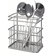 MSV Steel/PVC/Plastic Cutlery Holder with Suction Cups, Silver