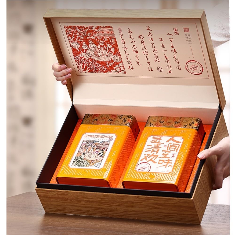 Set Da Tè Contenitore for la conservazione del tè sfuso Lattina quadrata Lattina sigillata da cucina Lattina vuota Set da tè retrò Set di scatole regalo con doppia lattina Barattolo Per Conservare Il