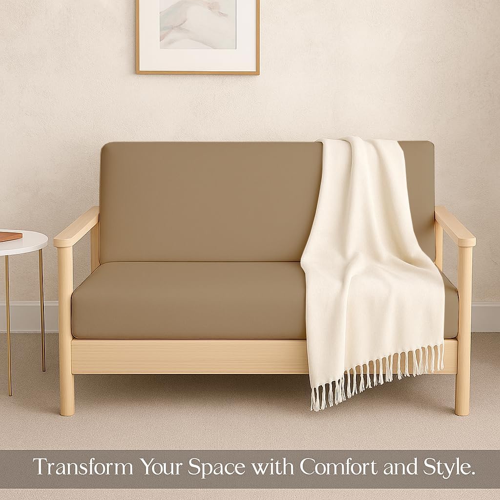 Queen Armless Futon Cover, 8-10 Inch Deep Microfiber Futon Slipcover with Zipper, Soft Stretch Sofa Bed Couch Protector, Durable Sleeper Sofa Cover, Machine Washable Futon Mattress Cover, Taupe