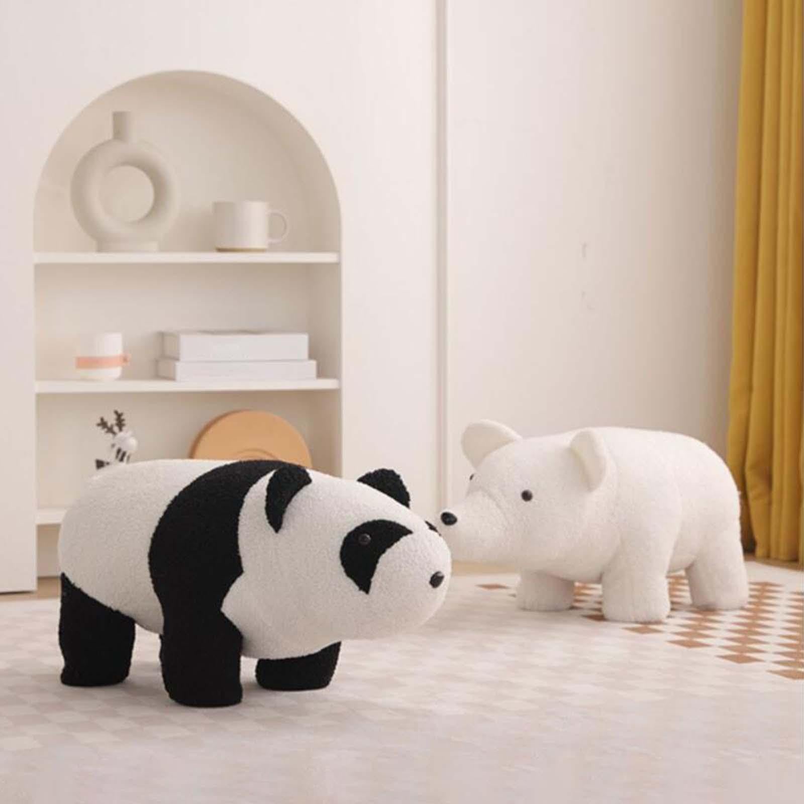 Gralara Reposapiés Pequeño, Taburete para Niños, Antideslizante, Cojín Acolchado Suave, Taburete para Pies con Forma de Animal, Taburete para Cambiar Zapatos, Panda