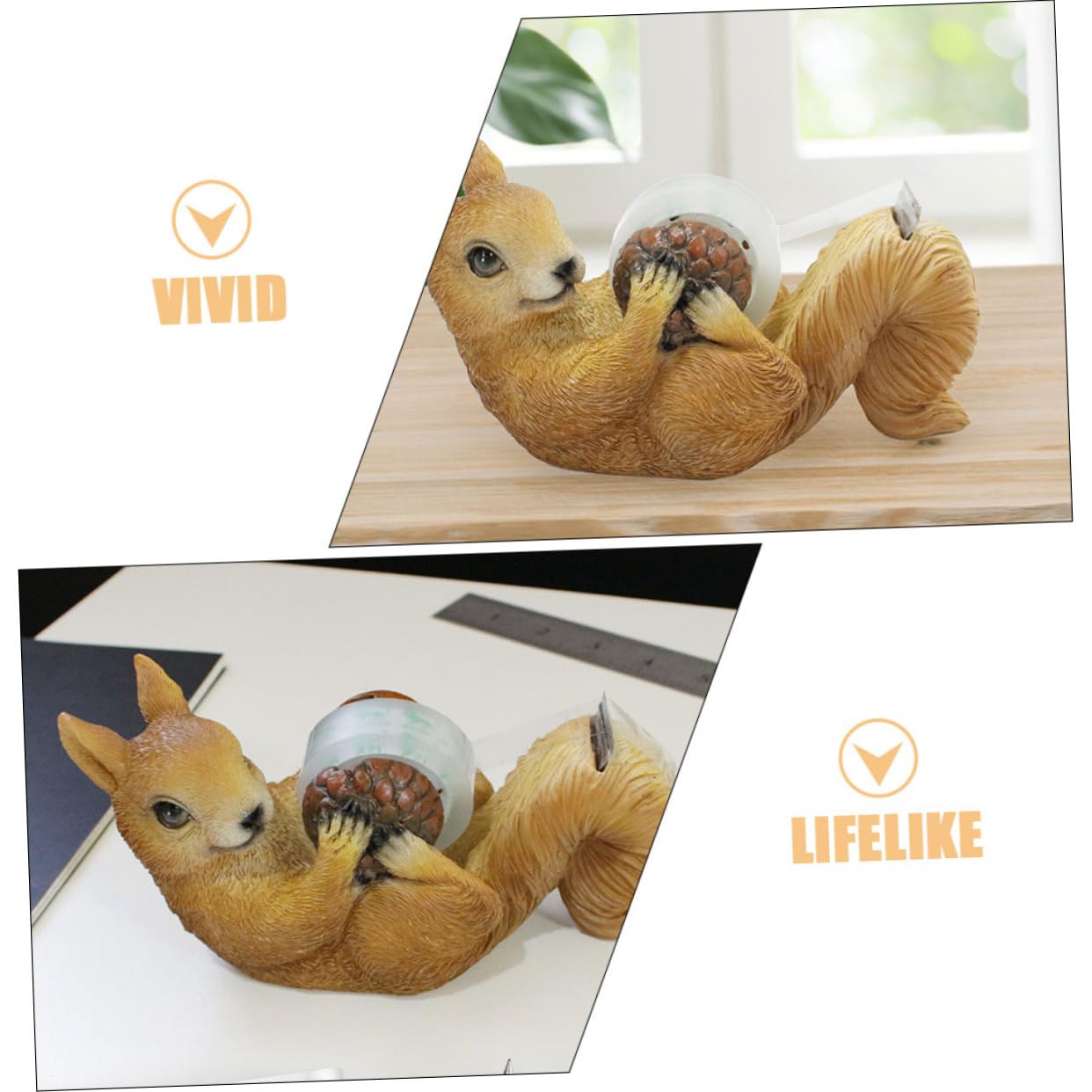 4 Stück Niedlicher Eichhörnchen Klebebandspender aus Resin Stabiler Tape Holder und Dekorativer Schreibtisch Organizer Vielseitiger Tape Cutter für Büro und Zuhause