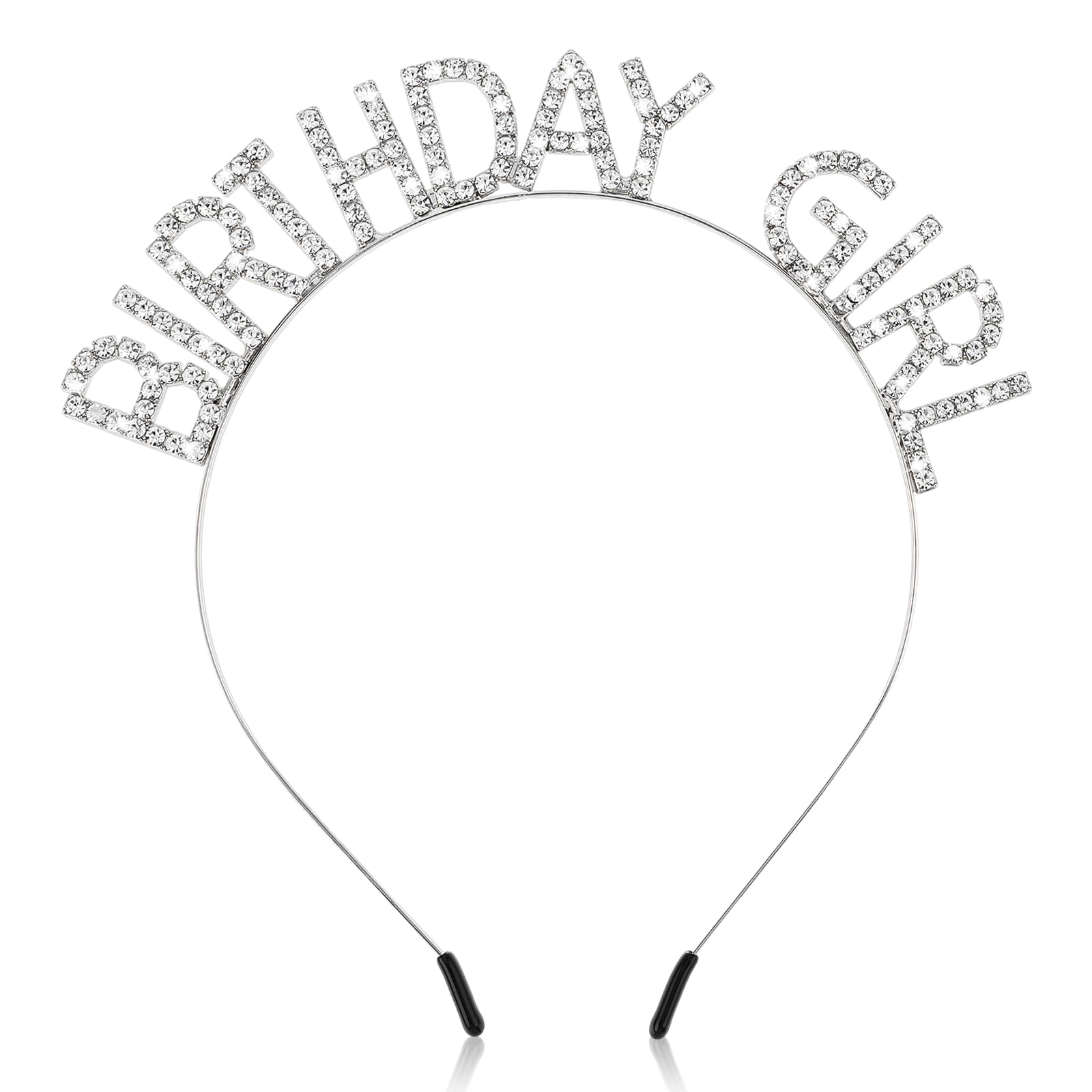Jeffdad Urodzinowa opaska na czoło dla dziewcząt, ozdoba na głowę, ozdoba na głowę, stras, dla księżniczki, tiara, Happy Birthday, akcesoria dla kobiet, dziewcząt, na imprezę, dekoracja