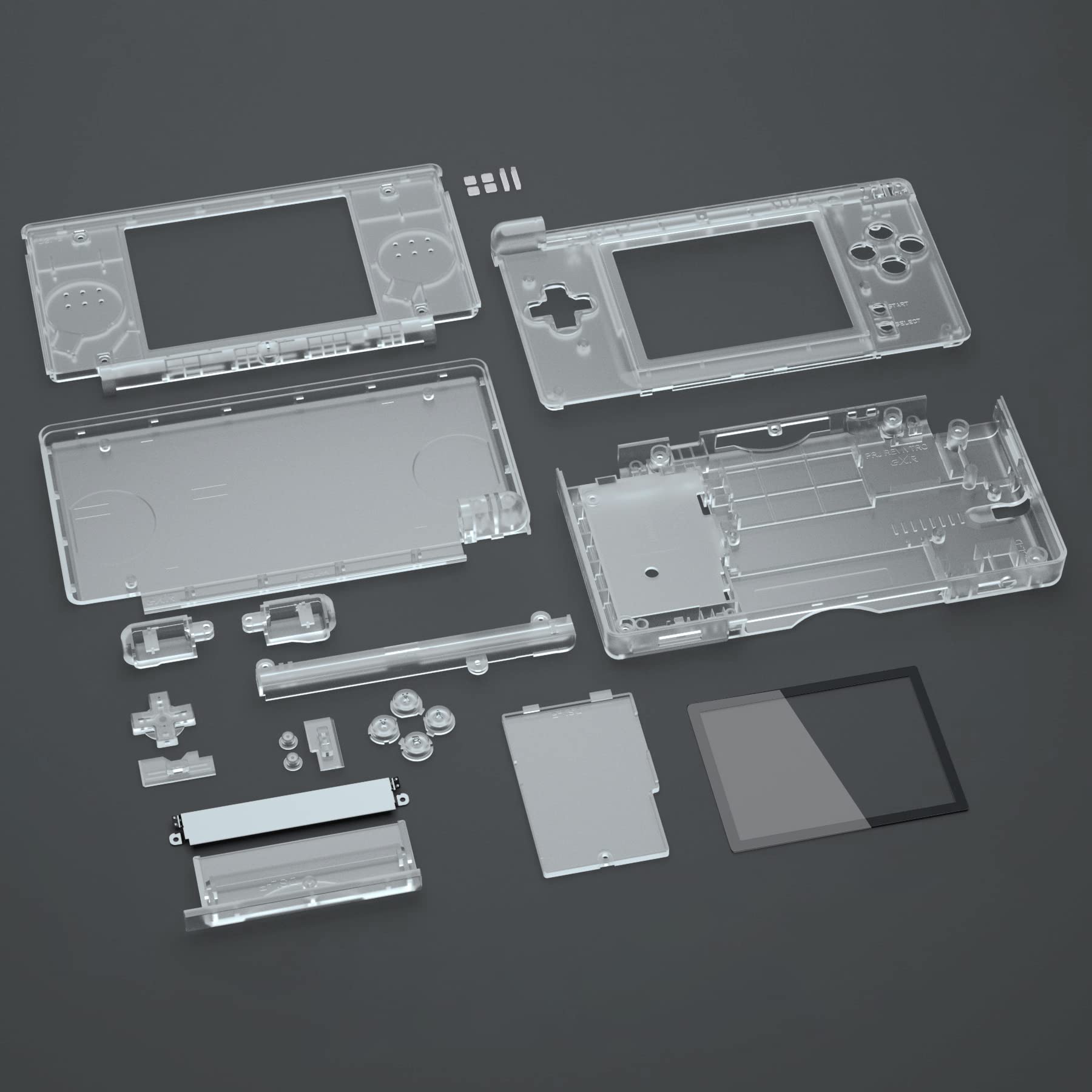 eXtremeRate Coque Remplacement Complète pour Nintendo DS Lite, Coque pour Nintendo DS Lite Console Portable avec Bouton de Remplacement Transparent, Console Non Incluse