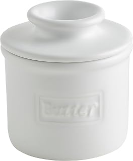 Butter Bell Original Crock Matte White Ceramic Butter Dish Keeper - French Beurrier for Spreadable Countertop Butter