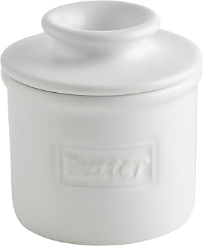 Butter Bell - The Original Butter Bell crock by L Tremain, a Countertop French Ceramic Butter Dish Keeper for Spreadable Butter, Cafe Matte Collection, White Matte