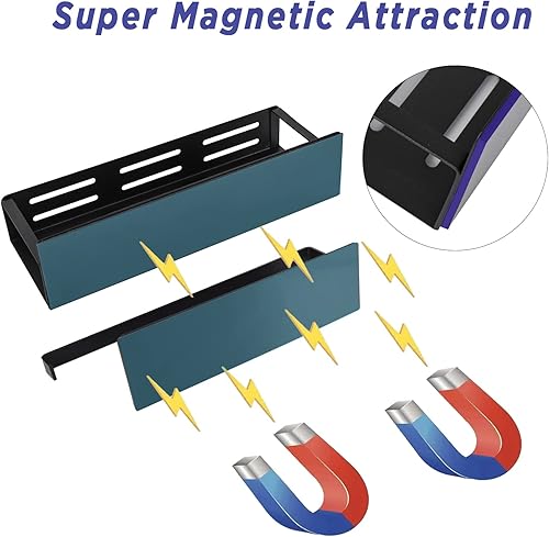 Miniatura 3 de Carwiner 3 Pack Magnetic Refrigerator Organizer with Paper Towel Holder Strong Magnetic Fridge Shelf Magnetic Spice Rack Rustproof Side Fridge