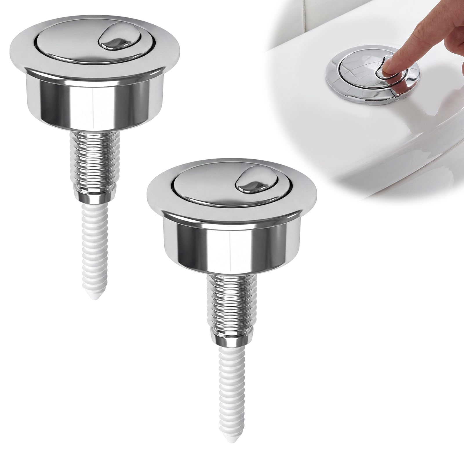 2PCS Chrome Dual Flush Toilet Push Button Compatible with Twyford, Siamp Optima 49 Toilet Cistern Flush Valve Parts Replacement