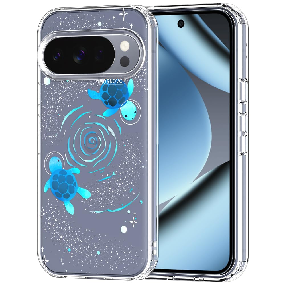 MOSNOVO Case for Google Pixel 9 & Pixel 9 Pro, [Buffertech 6.6ft Military-Grade Drop Protection] [Anti Peel Off Tech] Clear TPU Bumper Phone Case Cover Design - Great Wave — view 82