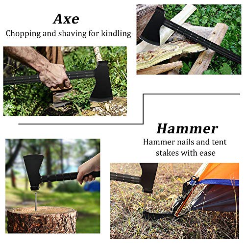 Yeacool Survival Shovel Tool, Tactical Folding Off-Roading Kit, Camping Axe Hatchet Multitool, Military Spade, Pick Mattock Pickaxe with Molle Carrying Bag, for Car Emergency Outdoor
