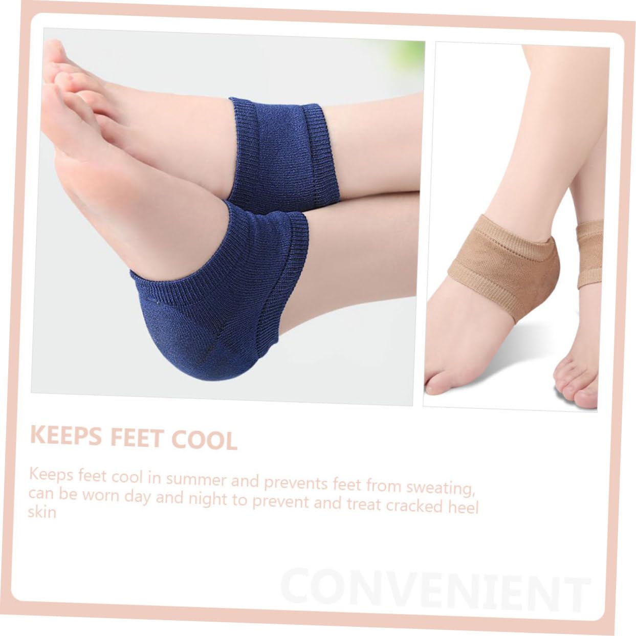 SOESFOUFU 2 Pairs Elastic Heel Socks Gel Heel Protectors for Cracked Feet Moisturizing and Comfortable for Men and Women Skin Tone