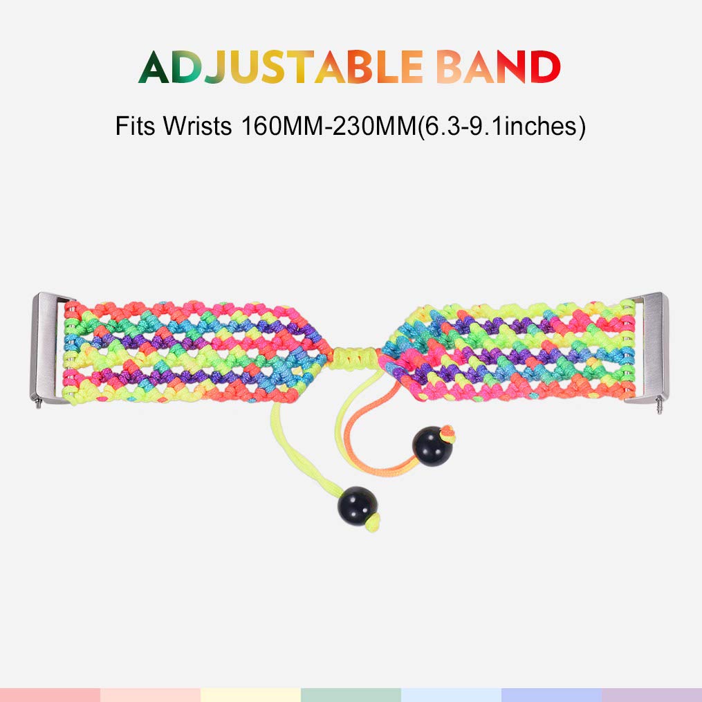 Bandmax Compatible for Colorful Fitbit Versa Watch Bands LGBT Gay Pride Nylon Woven Braided Bohe Fitbit Versa Sport Straps Accessories Men Women Wristband Replacement Band for Vresa with Metal Buckle