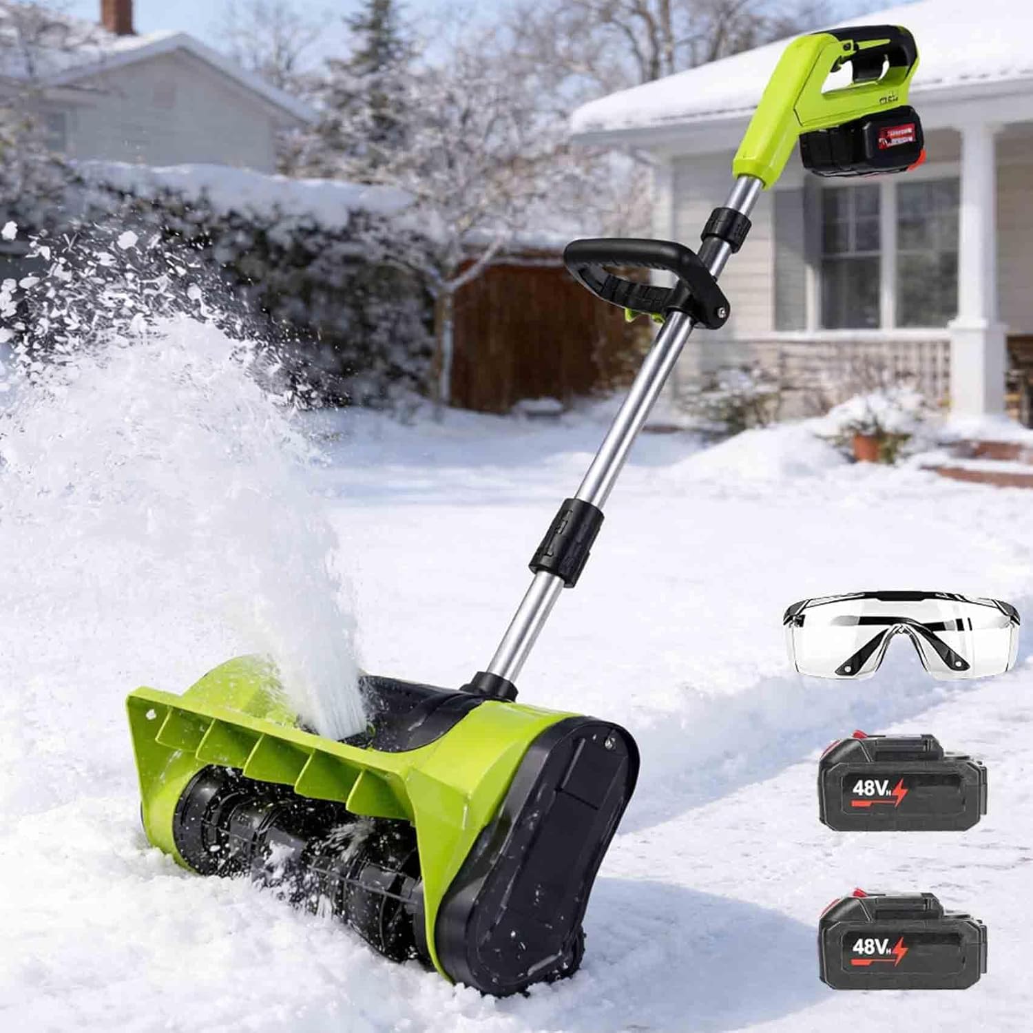 2026 Upgrade Electric Snow Blower Shovel, 20V Cordless Electric Snow Shovel - 16ft Throwing Distance, 12" Width, 45°Adjustable Directional Plate, Snow Thrower Kit for Driveway, Deck, Patio (2Battery)