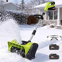 2026 Upgrade Electric Snow Blower Shovel, 20V Cordless Electric Snow Shovel - 16ft Throwing Distance, 12" Width, 45&deg;Adjustable Directional Plate, Snow Thrower Kit for Driveway, Deck, Patio (2Battery)
