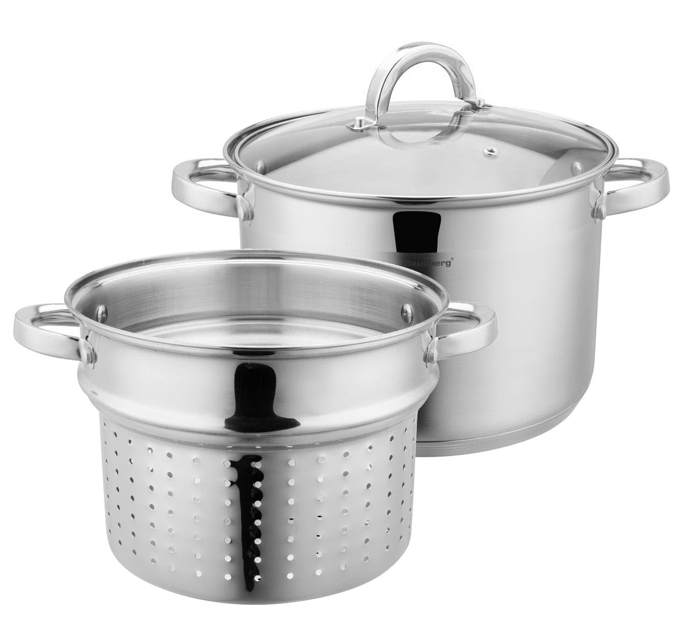3-tlg Edelstahl Nudeltopf Nudelkocher Pastatopf Pasta-Kocher 7.5L 24cm Topf Kochtopf KLAUSBERG