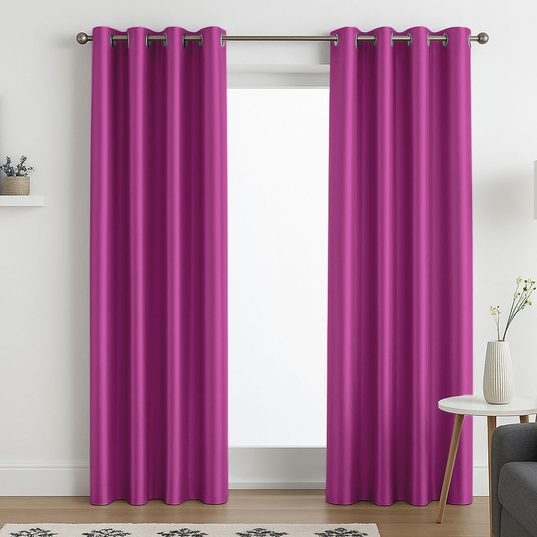 John Aird Luxury Faux Silk Fully Lined Eyelet Curtains (Fuchsia, 117cm Width x 183cm Drop (46"x 72")