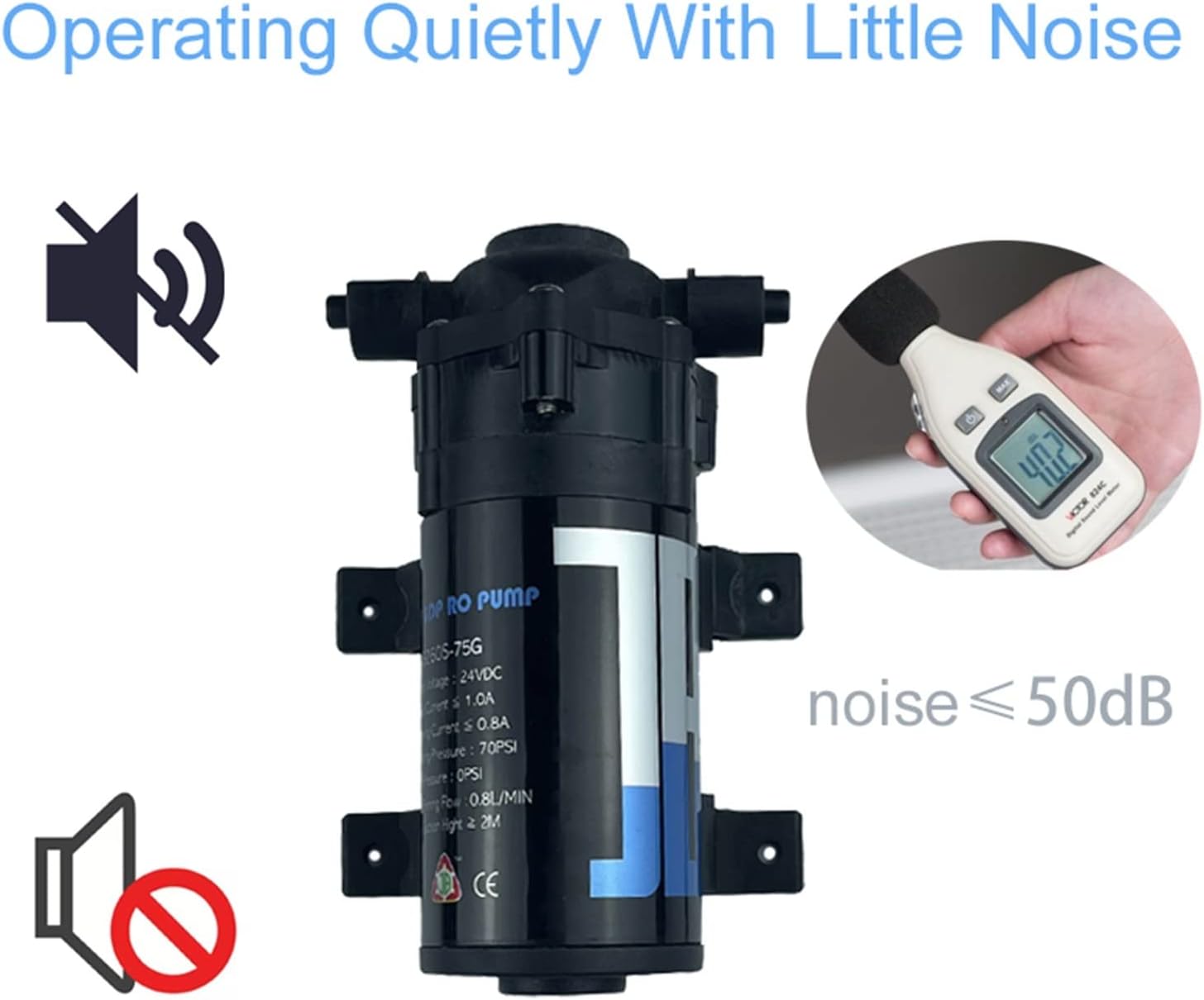 Mini Submersible Portable Electric Water Pump 70 PSI 24V Quiet Water Pump(Pump and power)