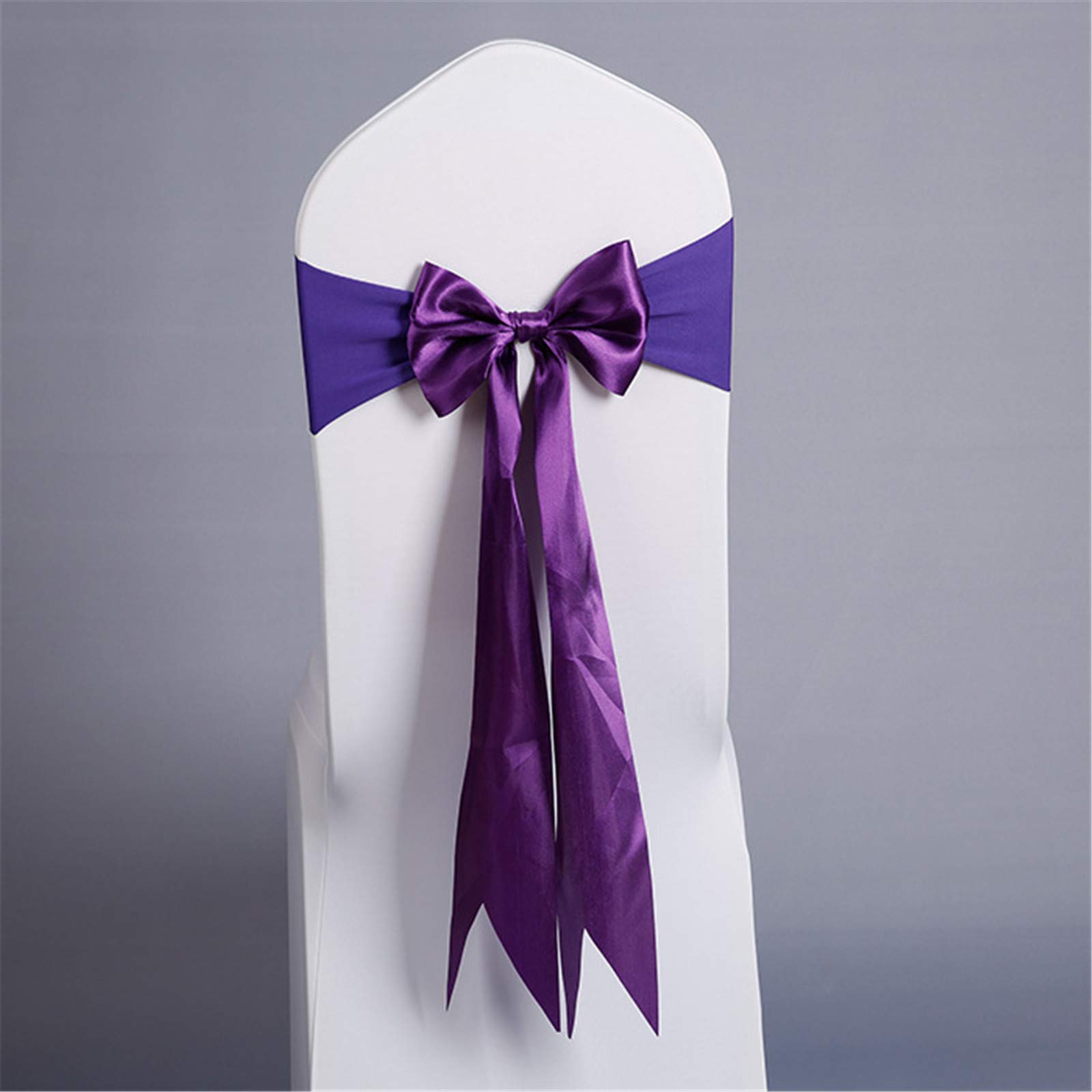 SWECOMZE Satin Stuhlschleife Schleifenband aus Satin Hochzeitsfest Stuhlbezug Schleife Schleifen Stuhlhussen für Hochzeiten, Partys, Dekorationen (Weiß,50 Stück)