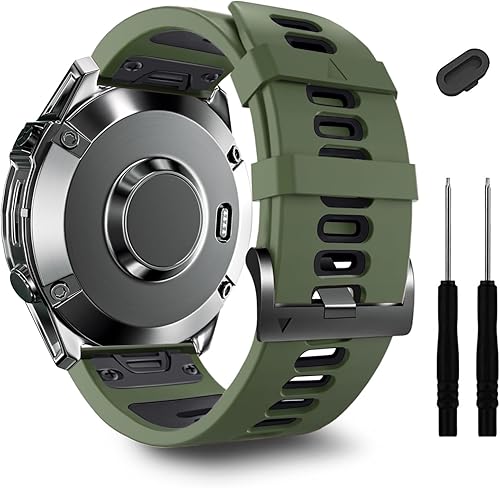 Miniatura 28 de ZPJPPLX Correas de reloj de 1.024 in de fácil ajuste para tactix 8, Fenix 8, 2.008 in, 7X Pro 6X 5X, correas deportivas de silicona suave 3 Pack 1