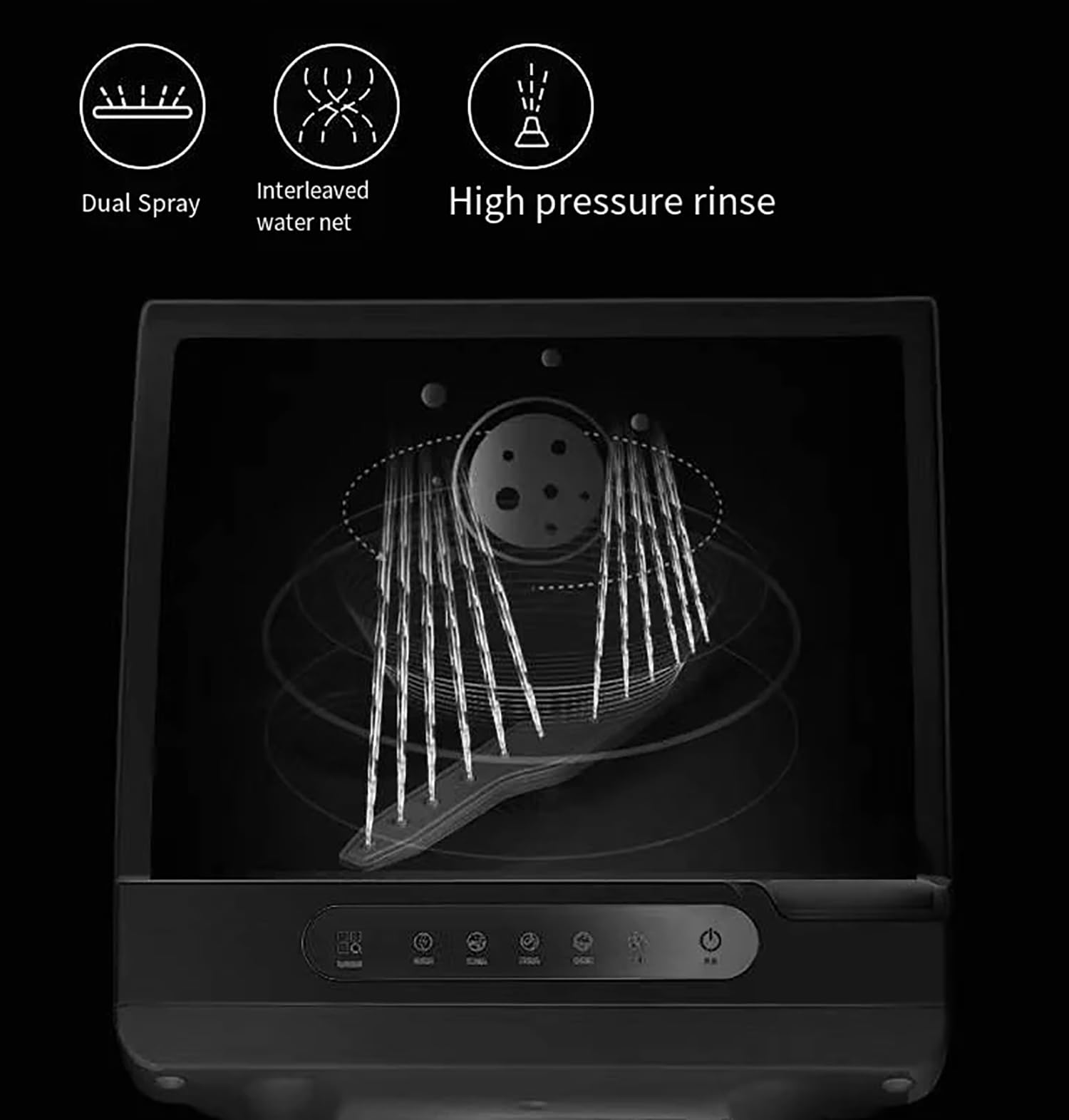 Lave-vaisselle De Table, 1200W Machine Laver Vaisselle Portable Avec 5 Programmes De Lavage Et Réservoir D'eau Intégré De 5 Litres, Cycle À 360°, Pour Les Petits Appartements Et Les Camping-cars