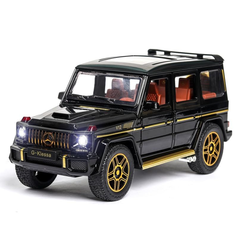 Image of Alloy Metal Pull Back Die-cast Car 1:24 Big Mrcedes AMG G63 G-Klessa Diecast Metal Pullback Toy car with 6 Openable Doors & Light, Music Boys Gifts Toys for Kids(Black)