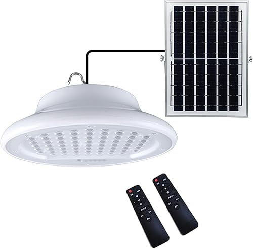 HULPPRE Luz solar para cobertizo diurno o nocturno, 96 LED luz solar blanca más brillante para interiores y exteriores con 2 controles remotos,