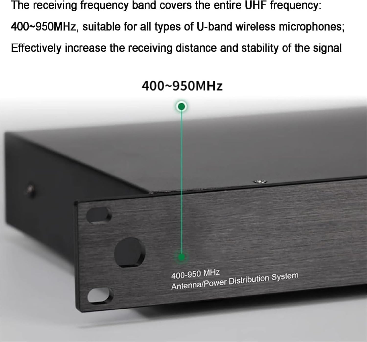 Combinatore di antenna wireless, 8 uscite + 2 porte a cascata, antenna direzionale attiva, amplificatore di segnale per microfoni wireless, portata 1000 m