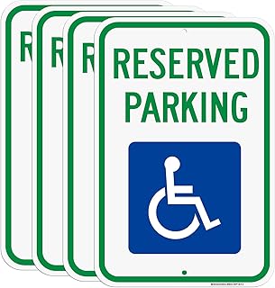 Handicap Parking Sign, 4 Pack 12" x 18" Reserved Parking Signs with Handicap Icon,