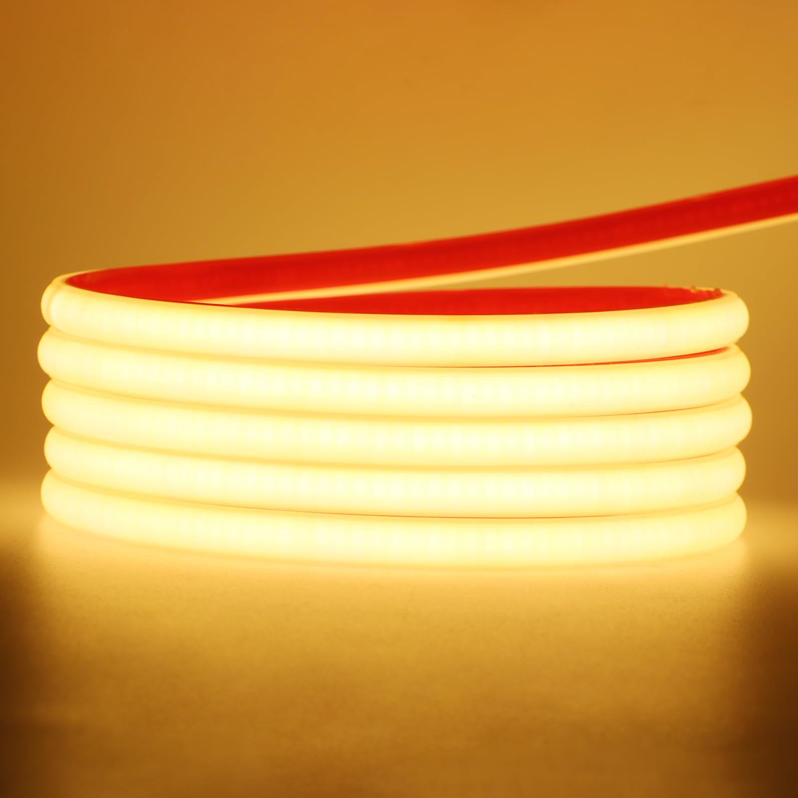 Tira LED Neón COB 220V con Encendido/Apagado [12M, Blanco Cálido 3000-3500K], IP65 Impermeable Flexible, 288 LEDs/m Tira LED FCOB Cortable CRI90+, Decoración Tienda Hogar