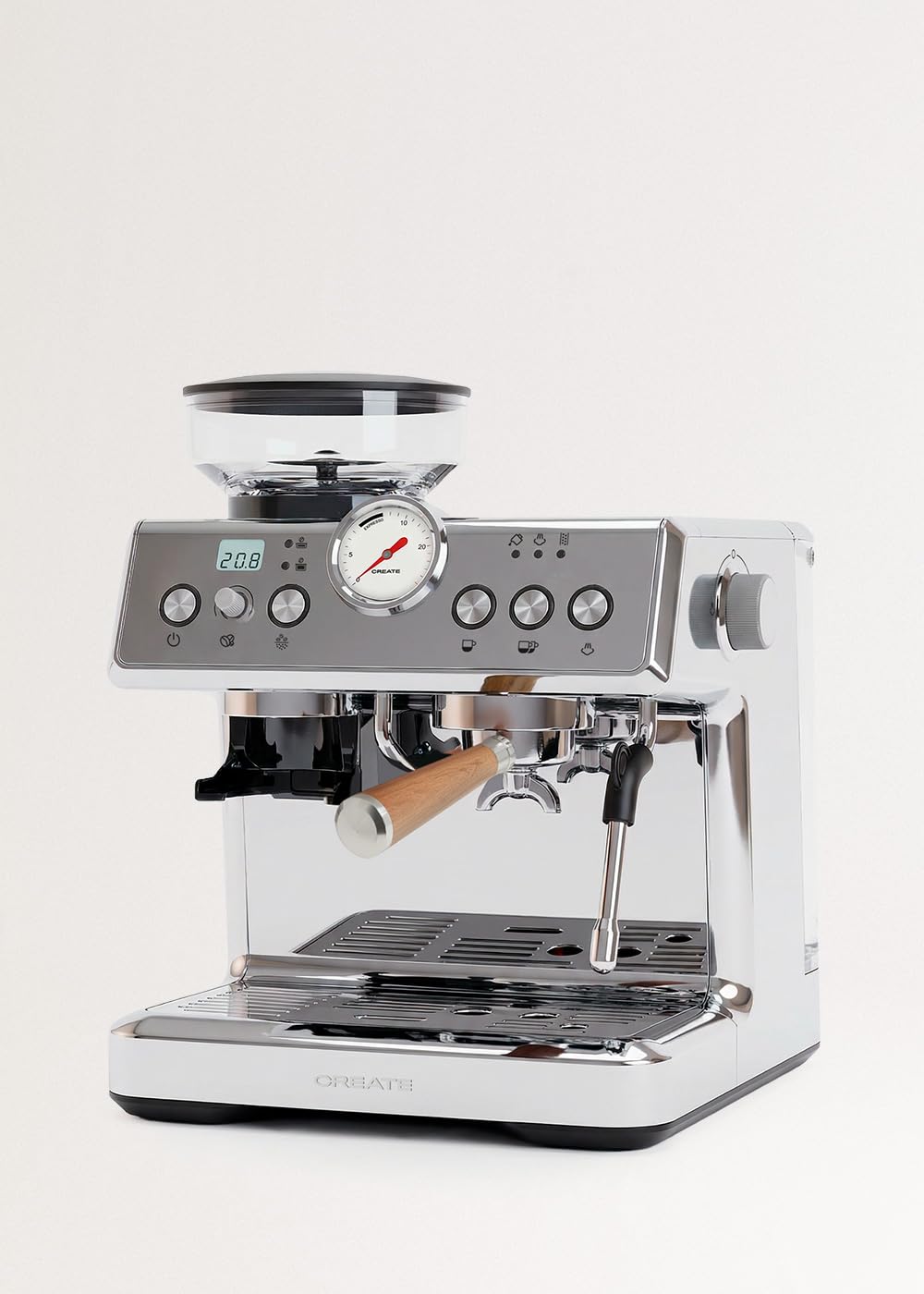 CREATE / THERA CLASSIC ADVANCE/Cafetera express semiautomática con vaporizador / 20 bares, depósito 250g, filtro 1-2 tazas, 15 ajustes de molienda, 2450W