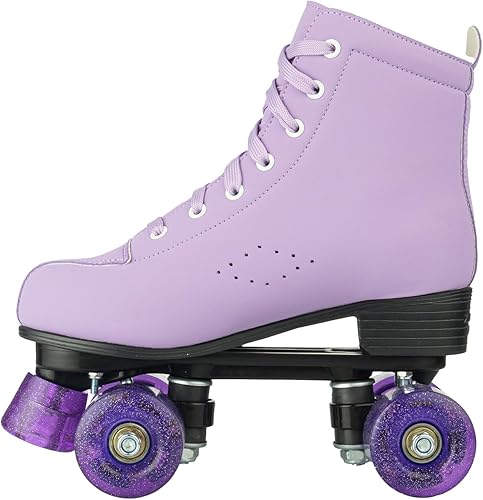 Miniatura 5 de Patines de ruedas para niñas y mujeres, cómodos patines de piel sintética de color degradado con ruedas flash, patines para interiores y exteriores