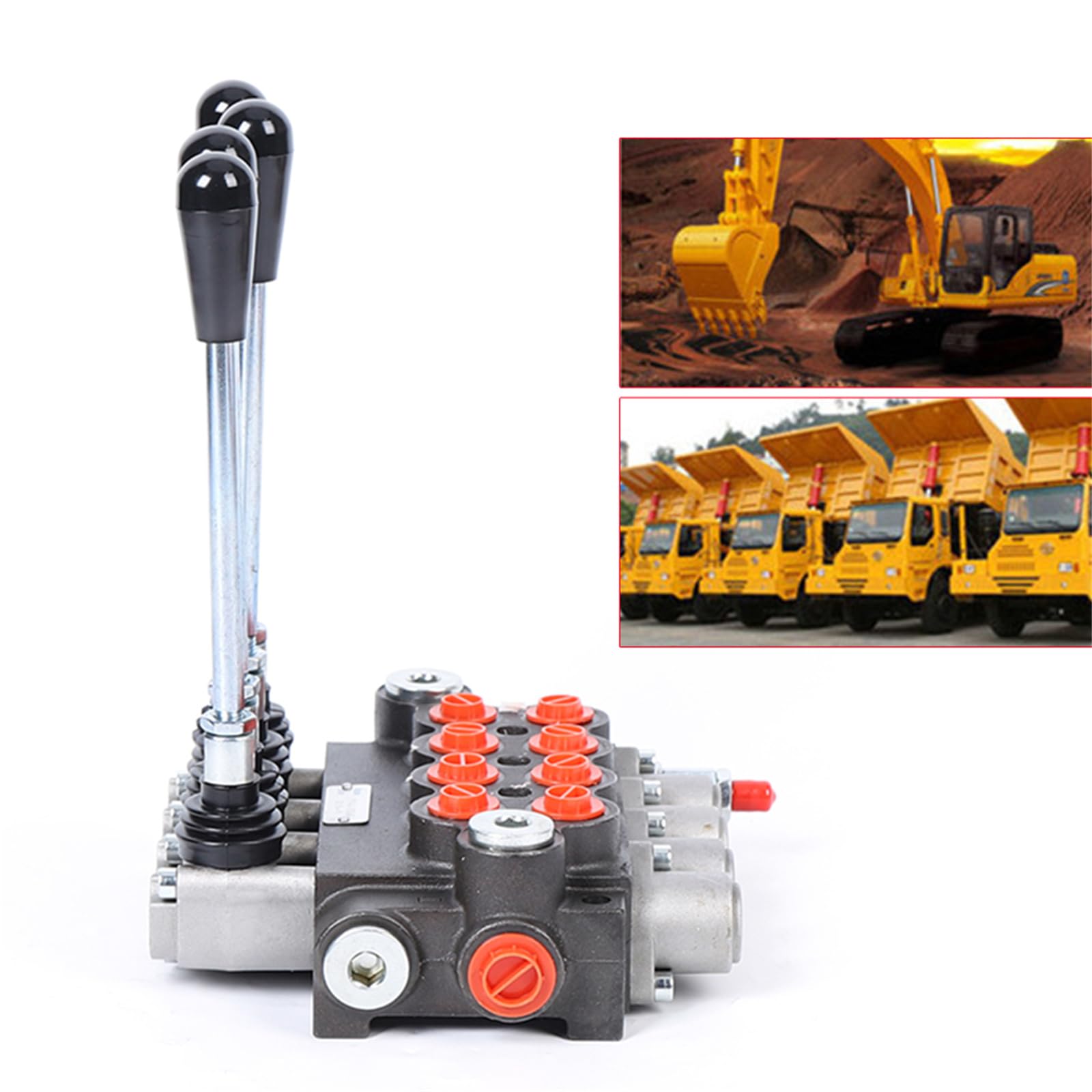 Hydraulisches Wegeventil, 3600 Psi 40 L/Min 40l 4fach Handsteuerventil Handhebelventil Monoblock Anschluss Joystick Steuerventil Für Landwirtschaft Baumaschinen Industrie