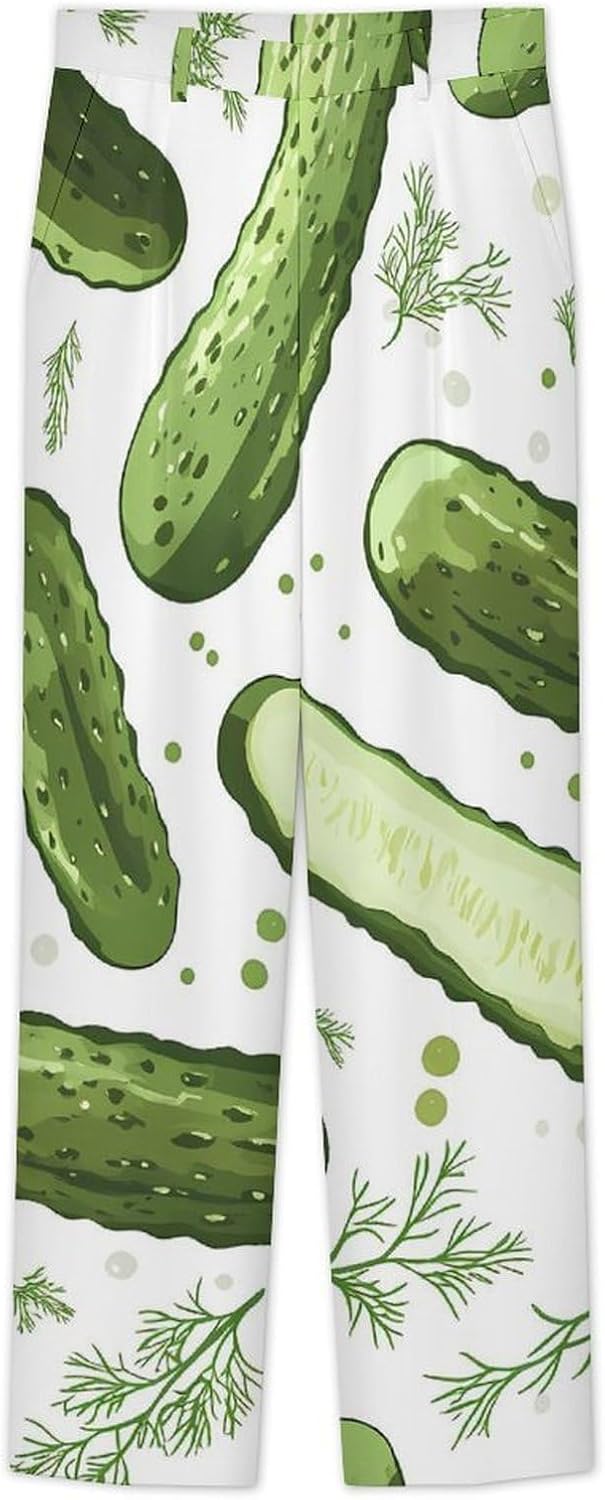Pickled Rosemary Cucumbers Men's Classic Fit Suit Pants Straight Leg Design Printed Trousers