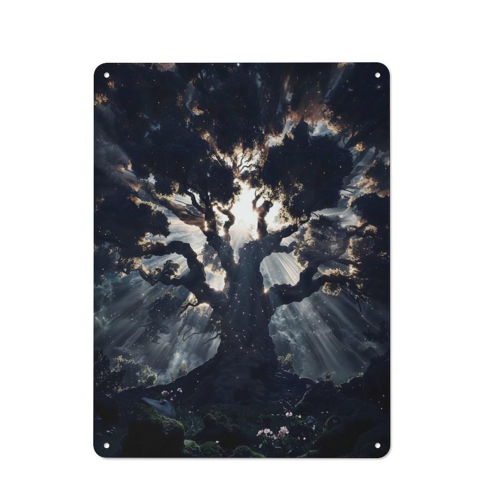 Junmoney Enchanted Tree Vintage Metal Plaque 40X30cm For Guest Room Or Hallway, A Decorative Christmas Gift For Guest Room Decorators