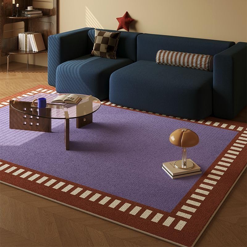 Tapis de grand salon géométrique marron et violet moderne, 200 x 300 cm