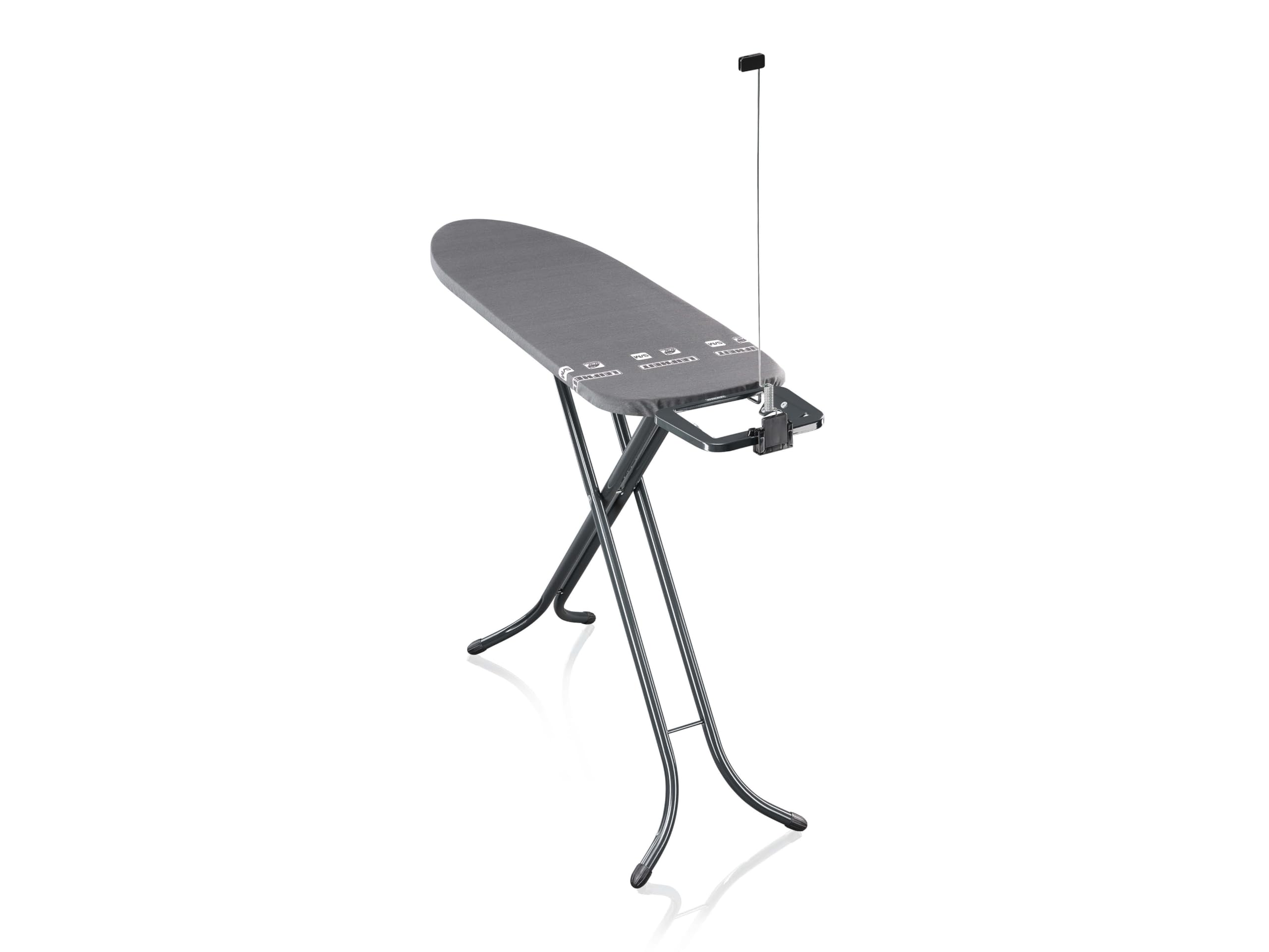 Leifheit Deska do Prasowania Air Board M Black, Thermo-Reflect 120 x 38 cm | Ultralekka powierzchnia z tworzywa, regulacja wysokości do 98 cm, podstawka na żelazko, do żelazek parowych